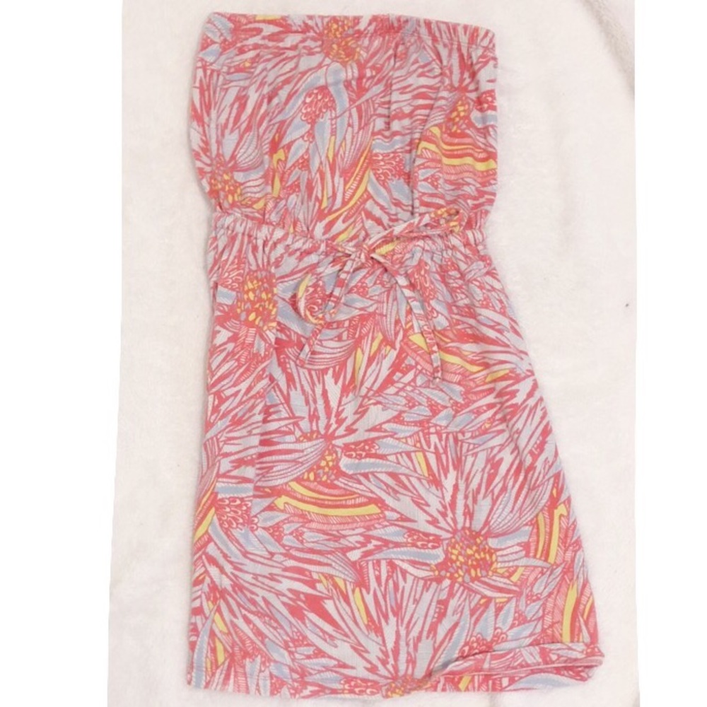 Strapless Pink Floral Dress